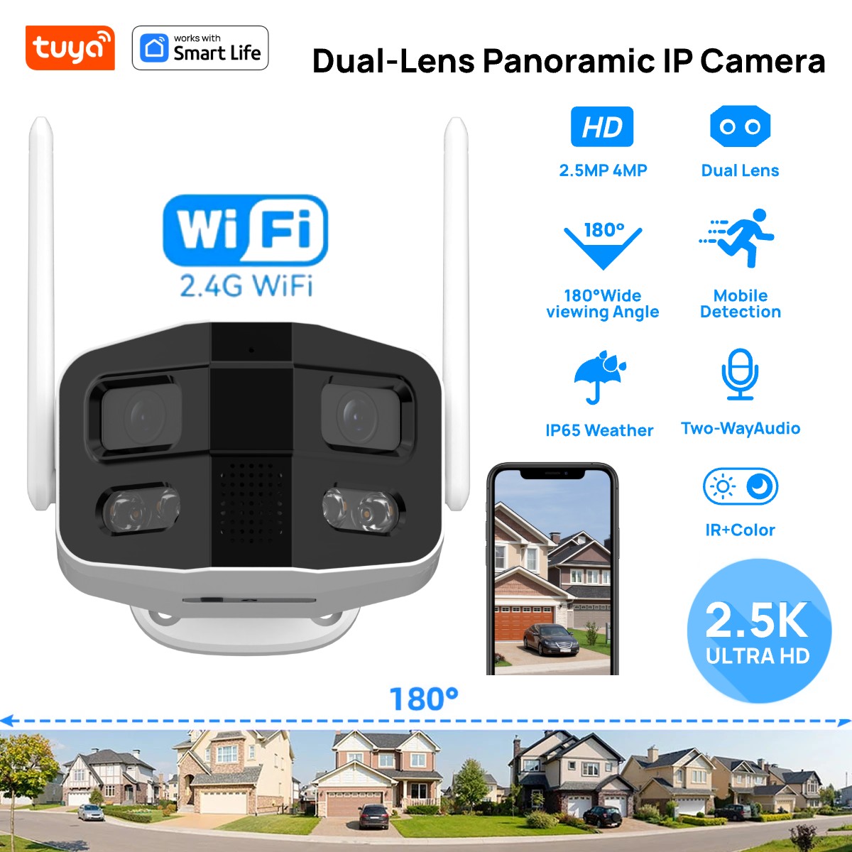 Tuya Smart 4MP 2.5K Dual-Lens  - Smart Home Camera Ezviz 评论和价格