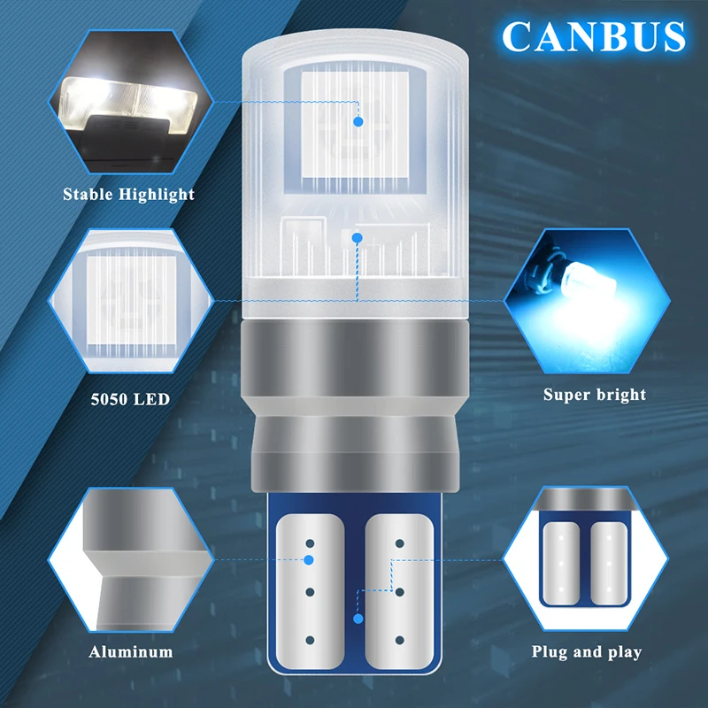 2Pcs/Set RGB LED T10 W5W Bulbs - Voice Control Light Bulb 评论和价格