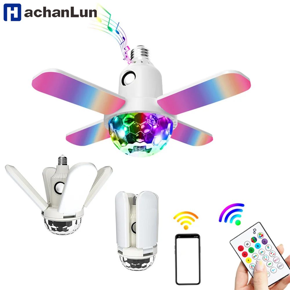 E27 LED Bulb Fan Four-leaf Bla - Voice Control Light Bulb 评论和价格
