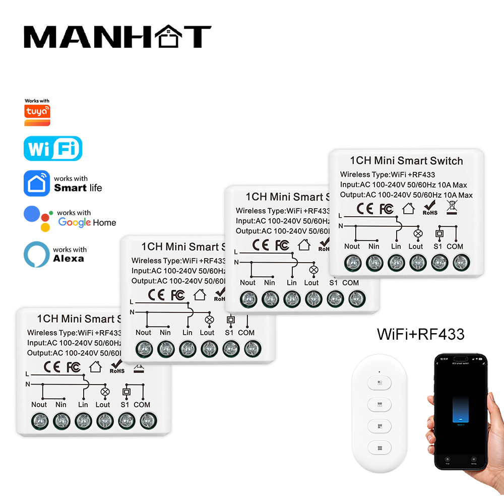 10A Mini WIFI Smart Switch RF4 - Tuya Wifi Socket 评论和价格